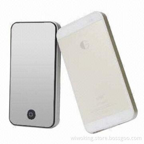 5,200mAh portable mirror power bank with metal back for iPhone, white and black color